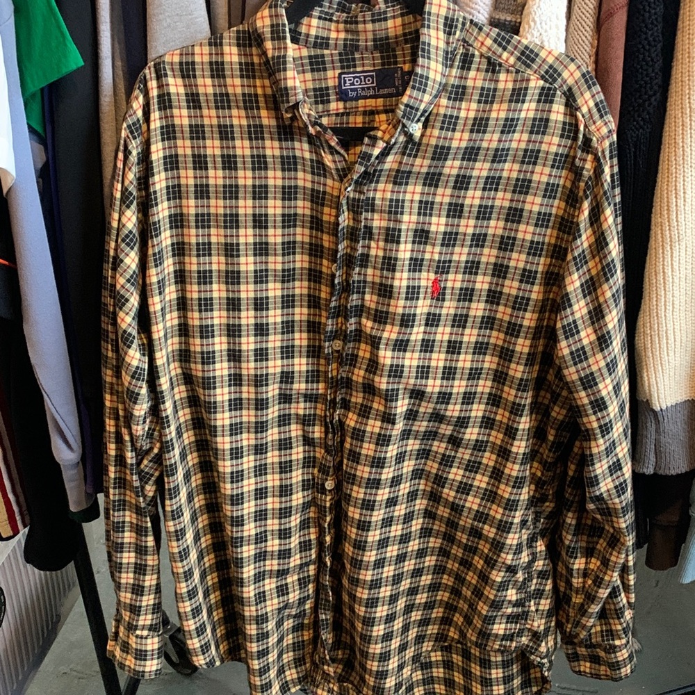 Polo by Ralph Lauren Men's Checkered Shirt - Black and Yellow